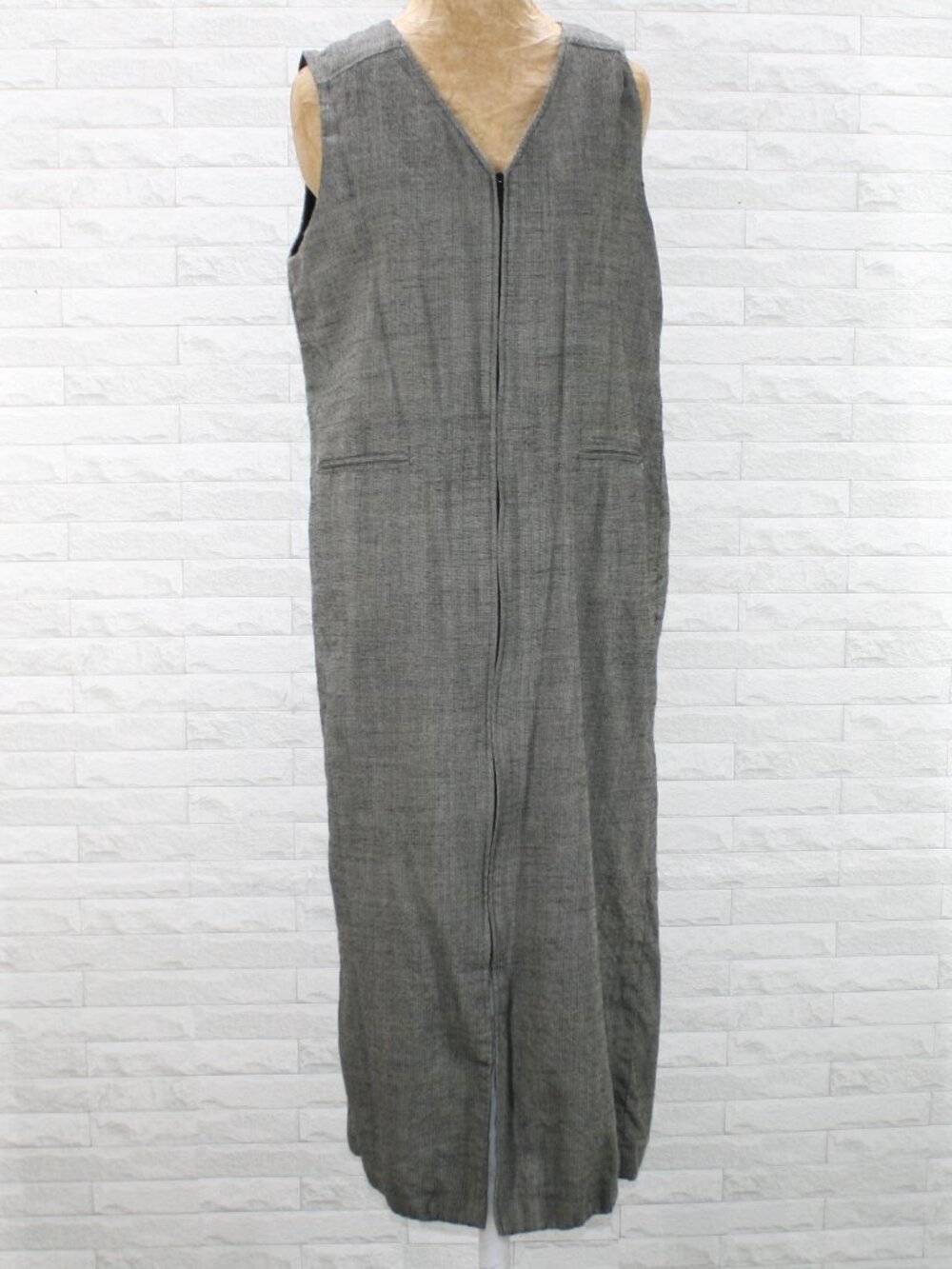 HARVE BERNARD SPORT Dress Wool Long Vest Houndstooth Sleeveless Shift Grey 12